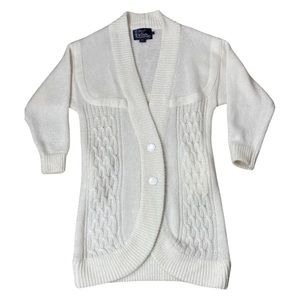 Monto Par Le Chois Vintage long line cream chunky knit, cardigan sweater